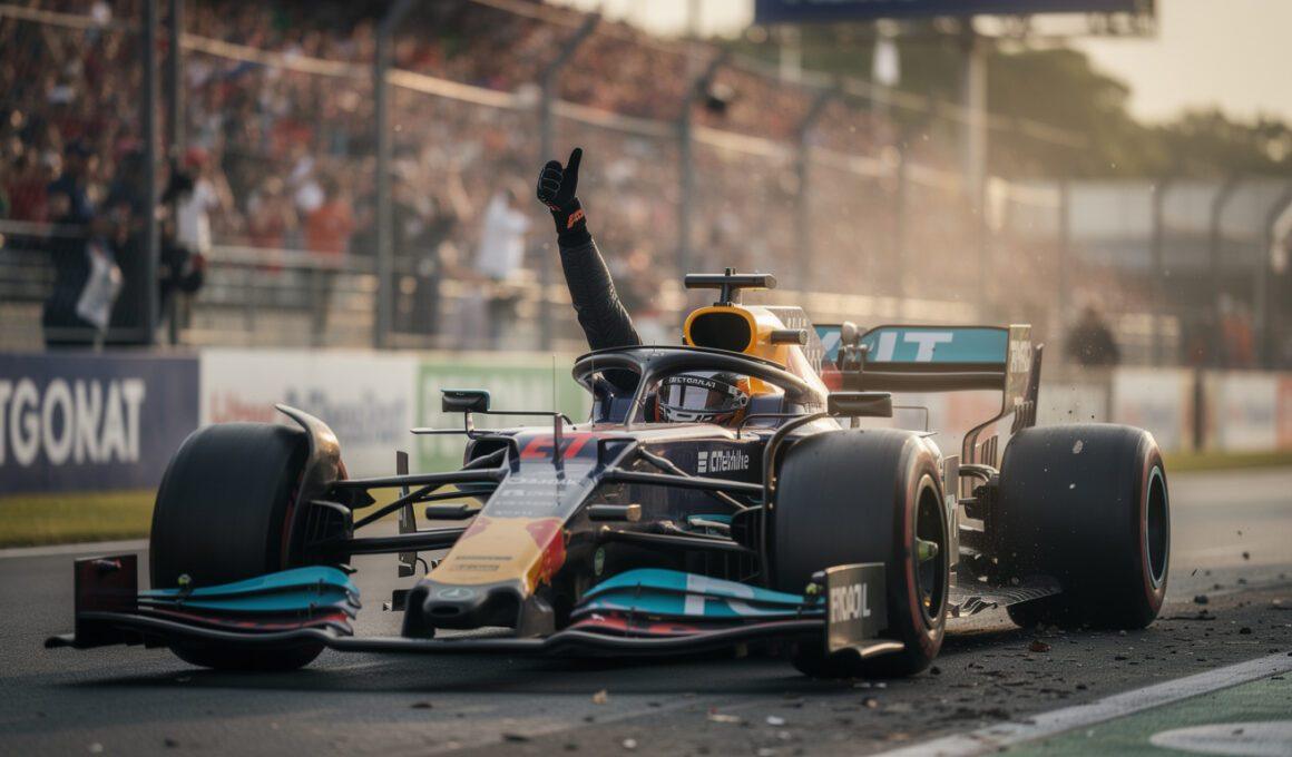 kimi antonelli pays tribute to legendary racer jim clark by proudly displaying his iconic thumbs-up gesture, celebrating a lasting motorsport legacy.