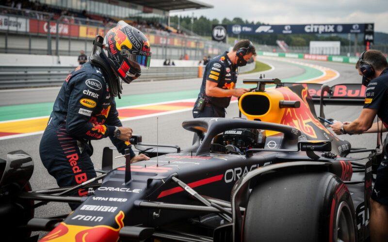 red bull is investigating a rear wing malfunction on verstappen's car, keeping all options open as they prepare for the spa race.