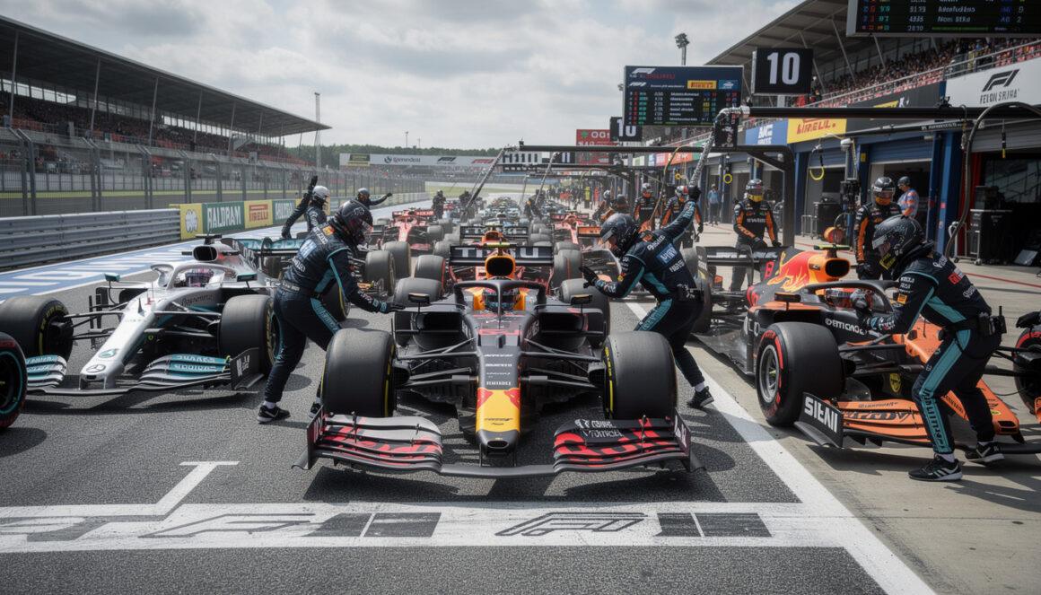 an unusual pit lane mishap causes a massive traffic jam, disrupting the race and leaving drivers stuck in chaos.